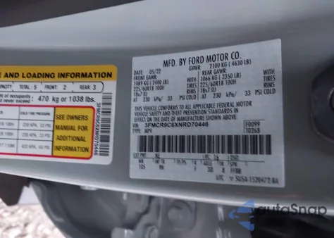 2022 Ford Bronco Sport Outer Banks z USA, uszkodzony, nr VIN 3FMCR9C6XNRD70446